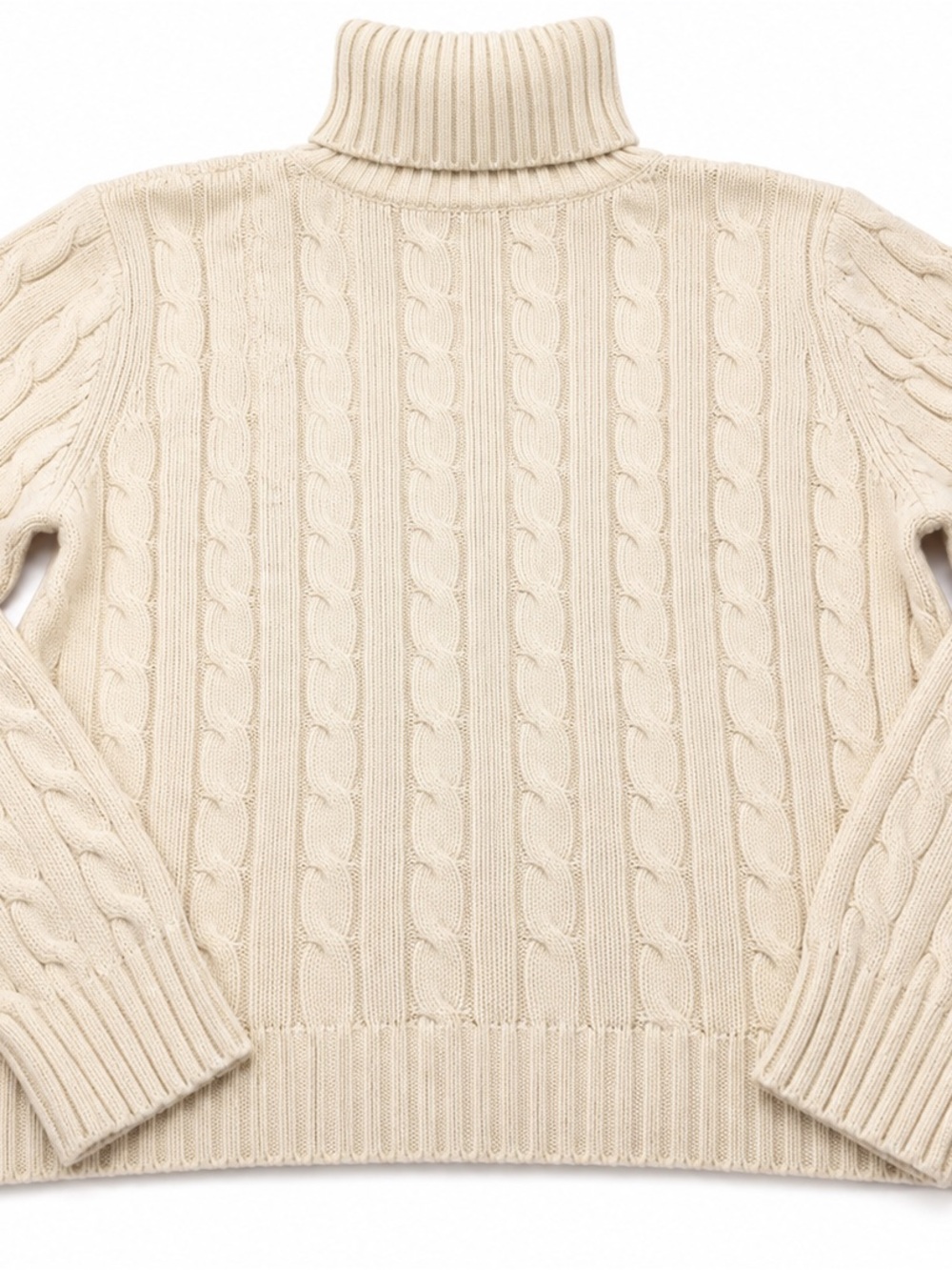 Ralph Lauren Cream Cable Turtleneck Sweater size XL 100% Cotton - Picture 4 of 9